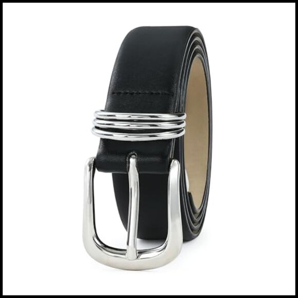 Faux Leather Belt with Gold Buckle for Women main image 6